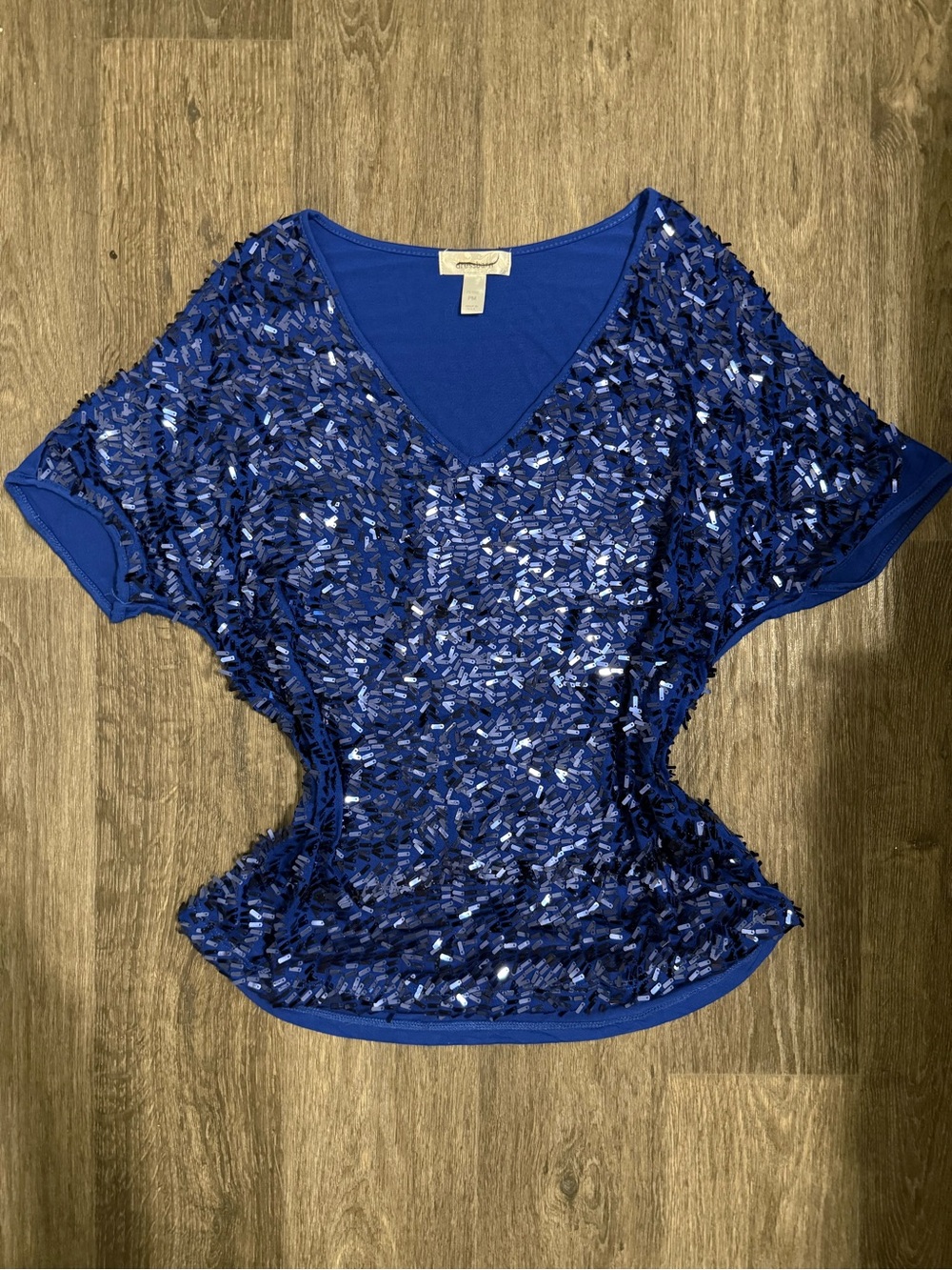 Women's Dressbarn Blue Sequin V-Neck Top